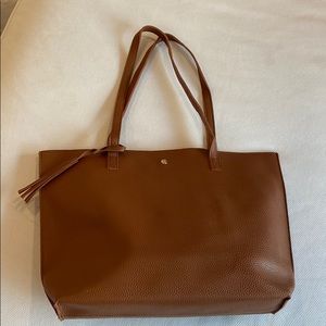 NEW cognac shoulder tote. Large